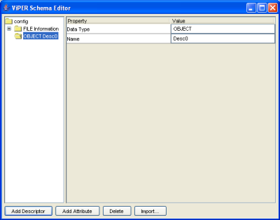 Schema Editor: Creating a new descriptor